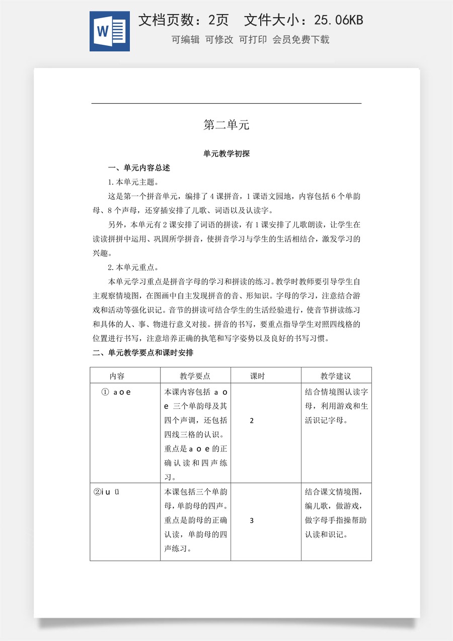 新版统编版小学语文一年级上册单元备课第二单元教学初探.docx