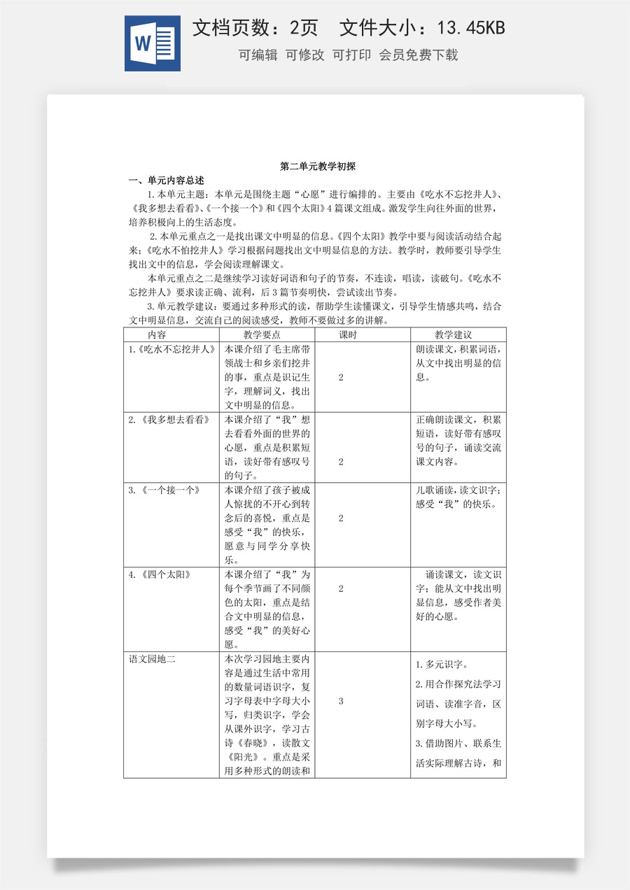 语文一年级下册教案第2版第二单元教学初探.docx
