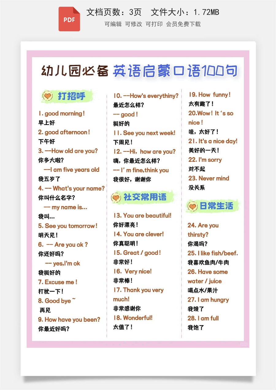 (新)幼儿园英语启蒙口语100句.pdf